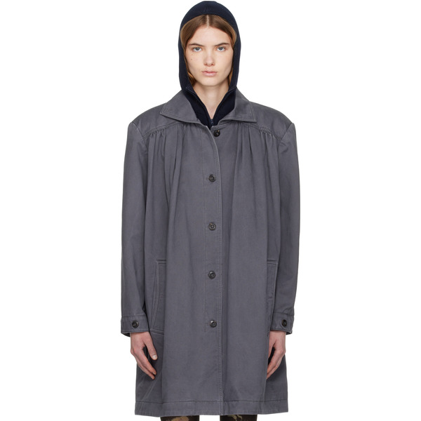  Open Yy Gray Over Shirred Top Coat 
