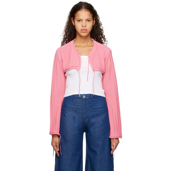  Open Yy Pink Drawstring Cardigan 