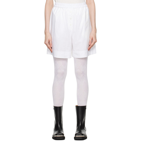  Open Yy White Argyle Pyjama Shorts 