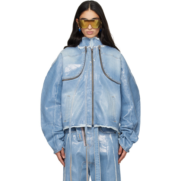  Ottolinger Blue Glazed Denim Zip Jacket 