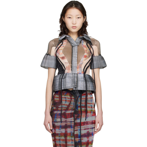  Ottolinger Gray Mesh Padded Blouse 