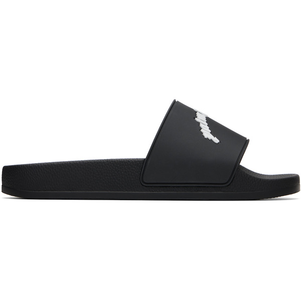  Palm Angels Black Curved Logo Slides 