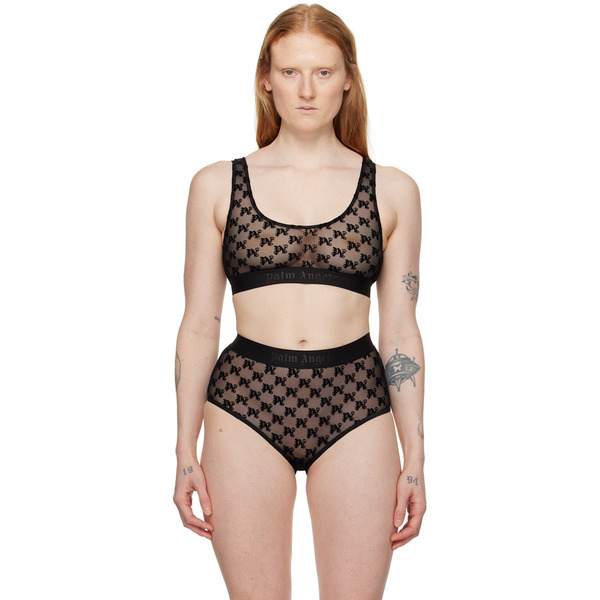  Palm Angels Black Monogram Bra 