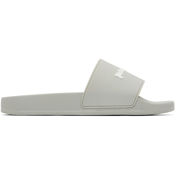  Palm Angels Gray Classic Logo Pool Slides 