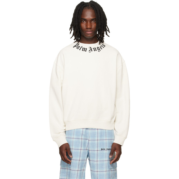  Palm Angels Off-white Neck Logo Sweatshirt 