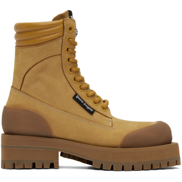  Palm Angels Tan Paneled Ankle Boots 