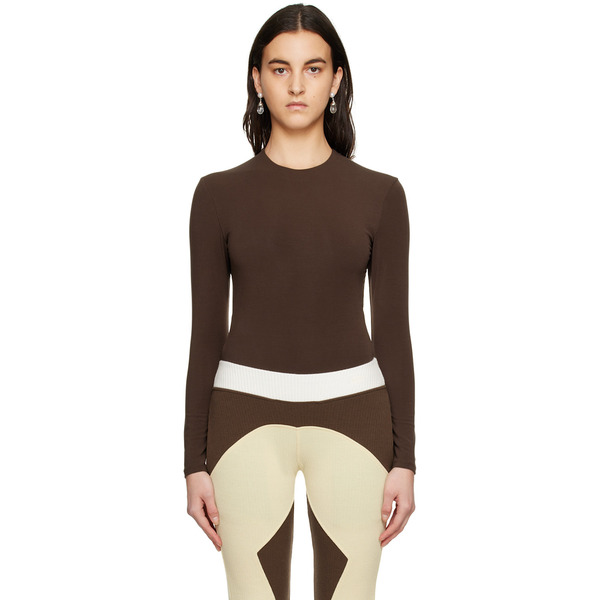  Paris Georgia Brown Backless Bodysuit 