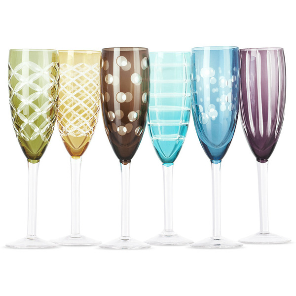  Polspotten Multicolor Cuttings Champagne Glass Set 