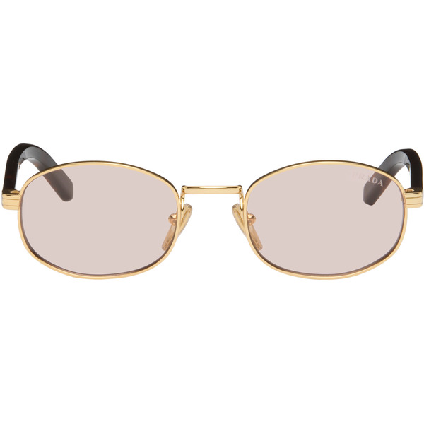  Prada Eyewear Gold Round Sunglasses 