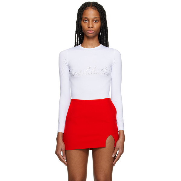  Pushbutton White Crystal Long Sleeve T-shirt 