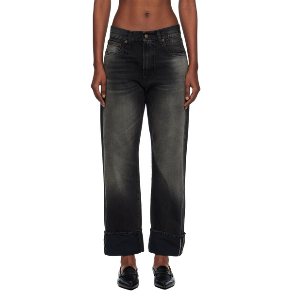  R13 Black Cuffed Boyfriend Jeans 