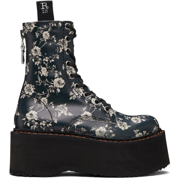  R13 Black & Off-white Double Stack Boots 