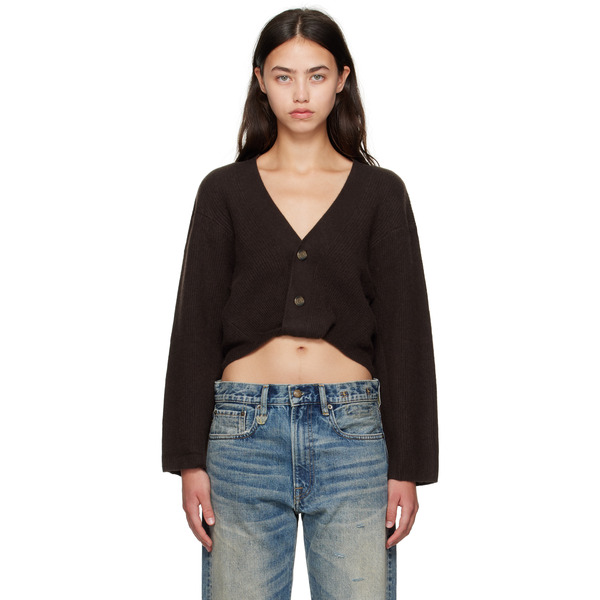  R13 Brown Twisted Front Ribbed Cardigan 