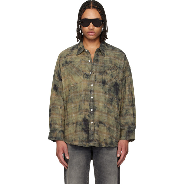  R13 Khaki Drop Neck Work Shirt 