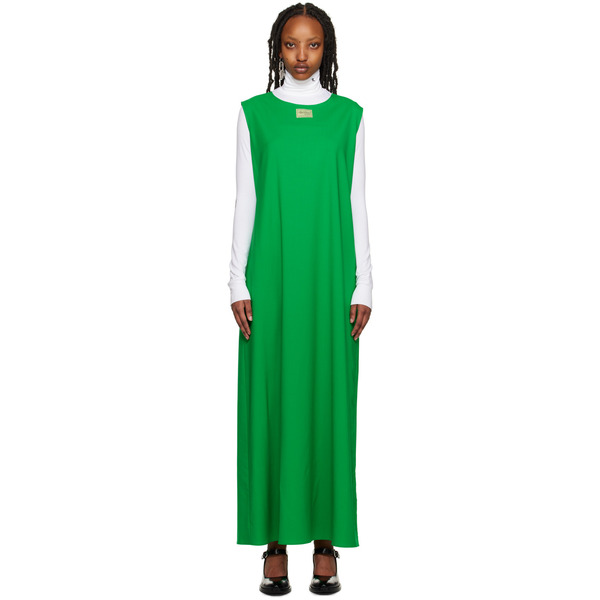  Raf Simons Green Crewneck Maxi Dress 