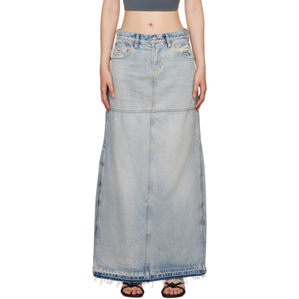  Re/done Blue Split Maxi Skirt 