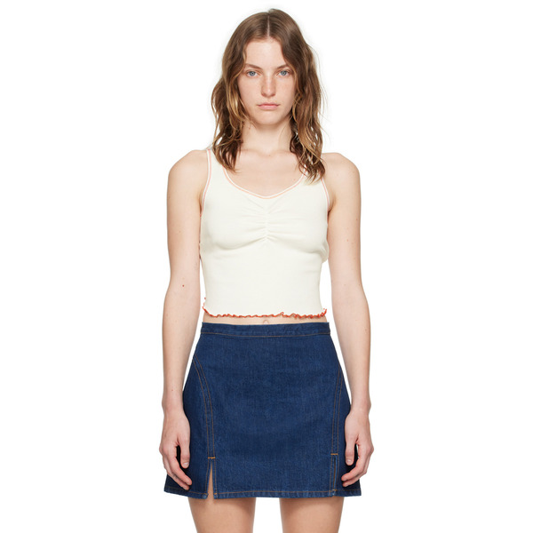 Re/done White Sporty Contrast Tank Top 