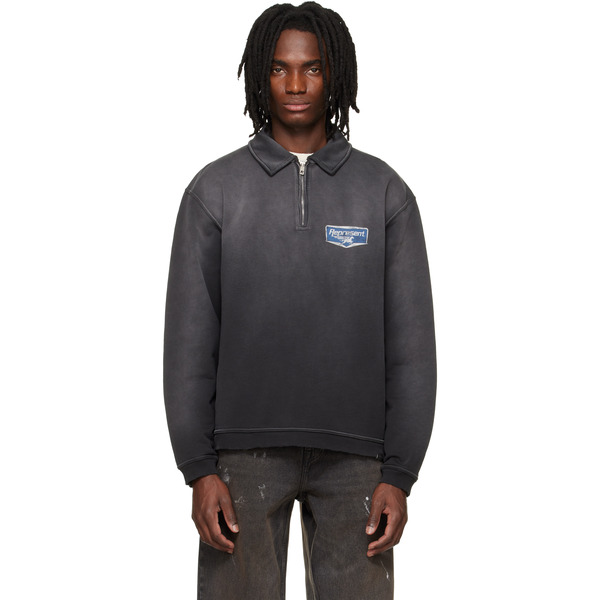  Represent Black 'nothing Faster' Quarter Zip Sweatshirt 
