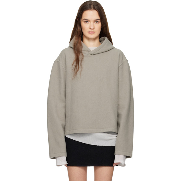  Rier Gray Fleece Crop Hoodie 