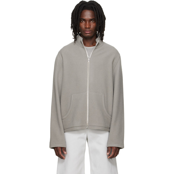  Rier Gray Fleece Full Zip Track Jacket 