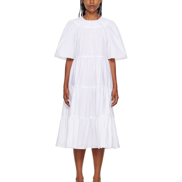  Rosetta Getty White Ruffle Maxi Dress 