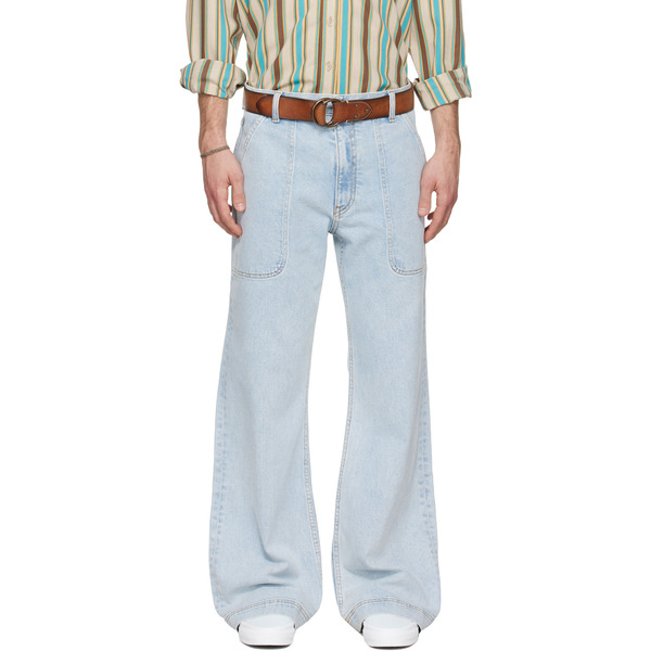  Sanderlak Blue Utility Flare Jeans 