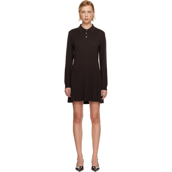  Sandy Liang Brown Hague Sweater Minidress 