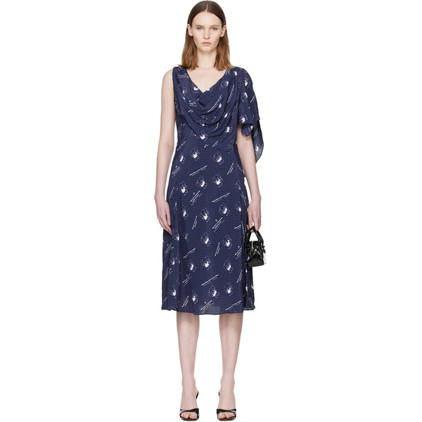  Sandy Liang Navy Sonata Midi Dress 