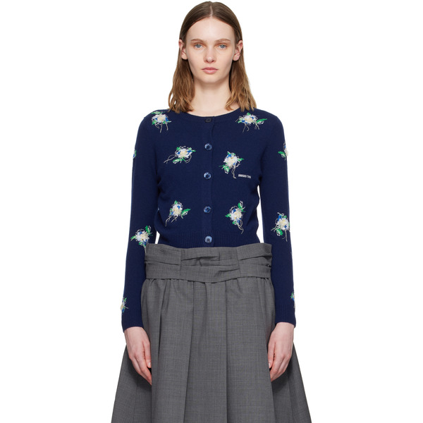  Shushu/tong Navy Threadwork Knit Cardigan 