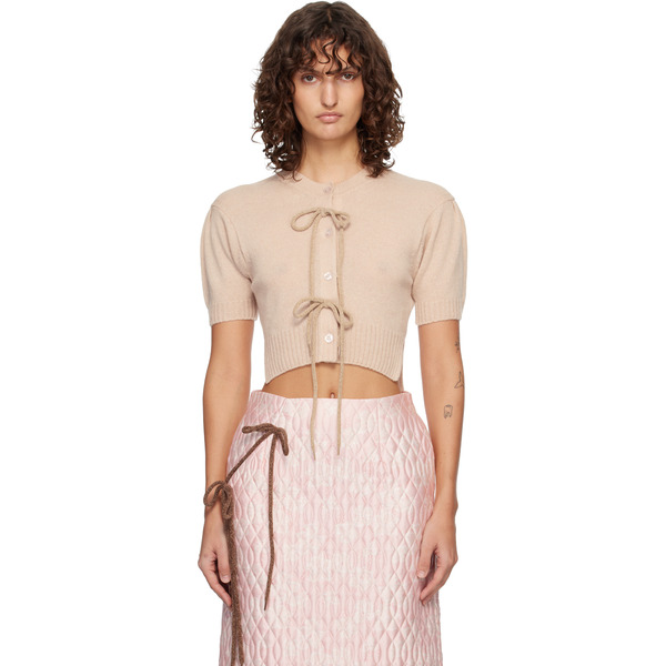  Simone Rocha Beige Cropped Cashmere Cardigan 