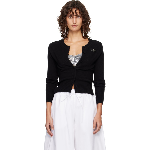  Simone Rocha Black Embellished Relaxed Cashmere Cardigan 