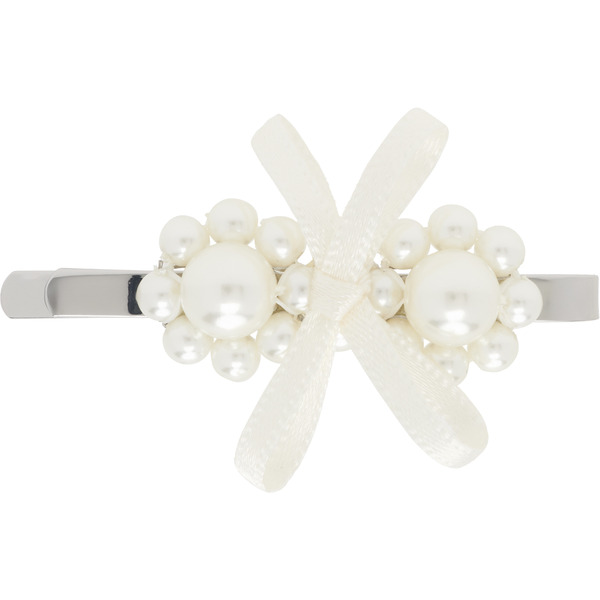  Simone Rocha White Petite Bow Mini Flower Hair Clip 