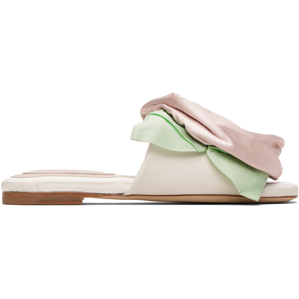  Simone Rocha White & Pink Pressed Rosette Slides 
