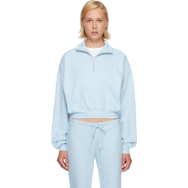  Skims Blue Drapey French Terry Half Zip Sweatshirt 