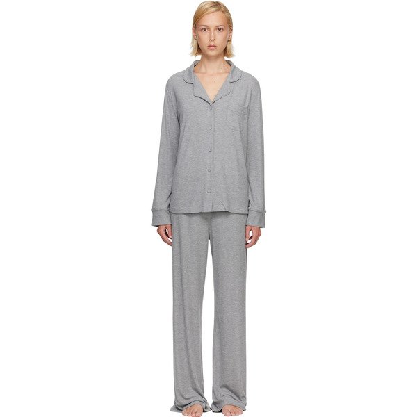  Skims Gray Soft Lounge Sleep Pyjama Set 