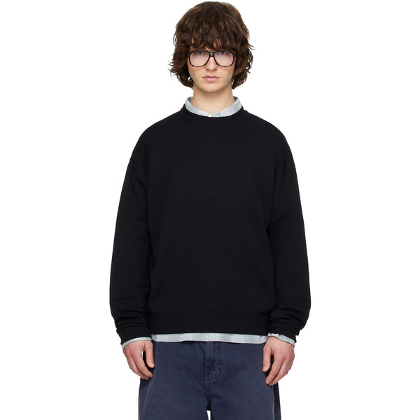  Solid Homme Black Sweat Round Neck Knit Sweater 