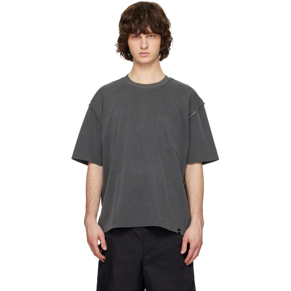  Solid Homme Gray Raw-edge T-shirt 