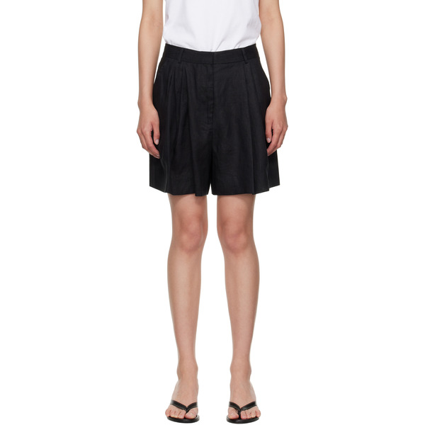  Staud Black Cruz Linen Shorts 