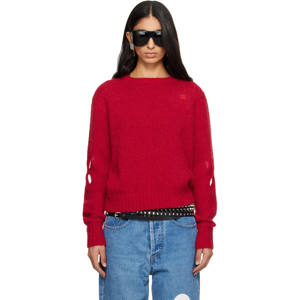  Stefan Cooke Red Slashed Shaggy Sweater 