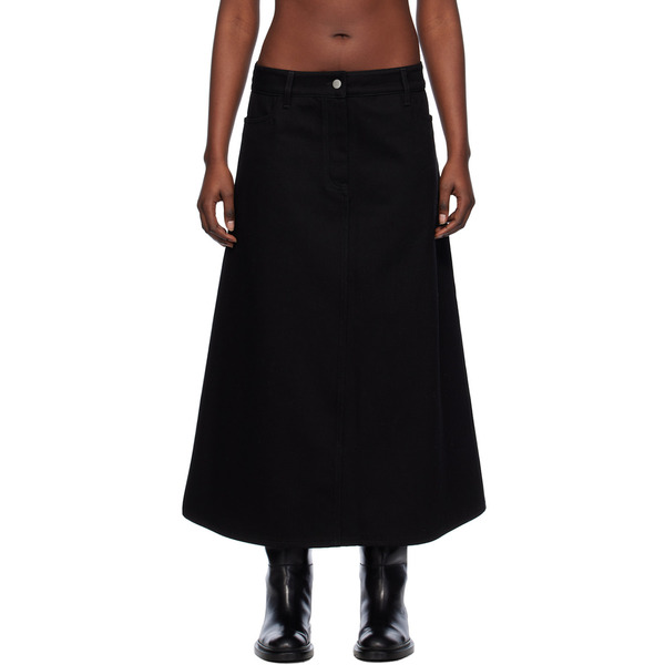  Studio Nicholson Black A-line Denim Maxi Skirt 