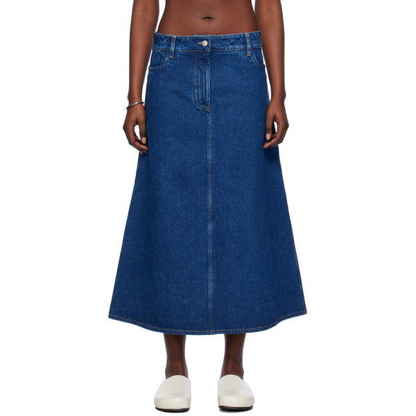  Studio Nicholson Indigo A-line Denim Maxi Skirt 