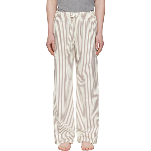  Tekla Brown & Off-white Poplin Pyjama Pants 