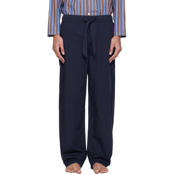  Tekla Navy Poplin Pyjama Pants 
