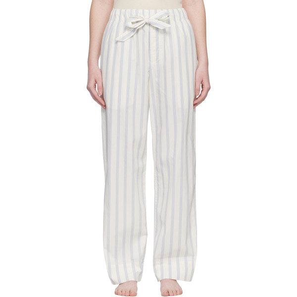  Tekla Off-white & Blue Poplin Pyjama Pants 