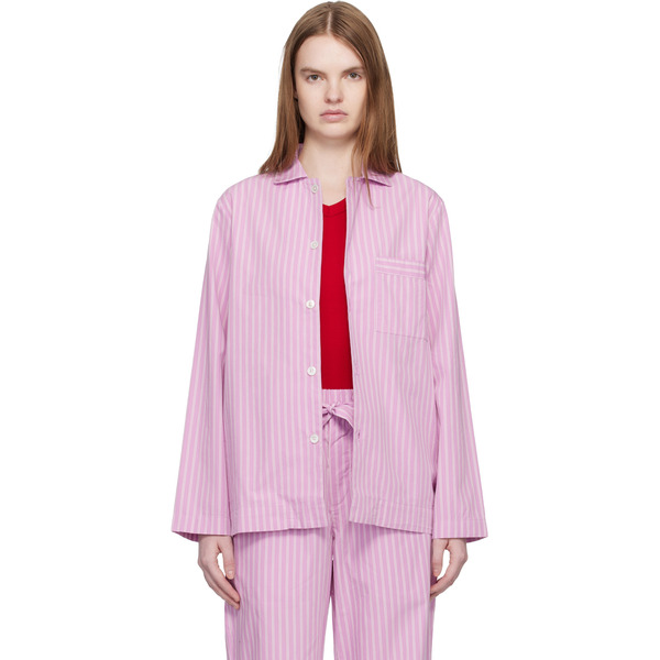  Tekla Pink Long-sleeved Pyjama Shirt 
