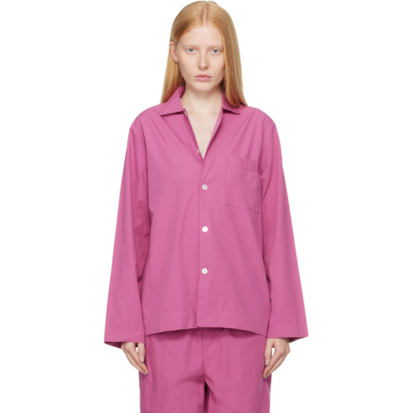  Tekla Purple Poplin Long-sleeved Pyjama Shirt 