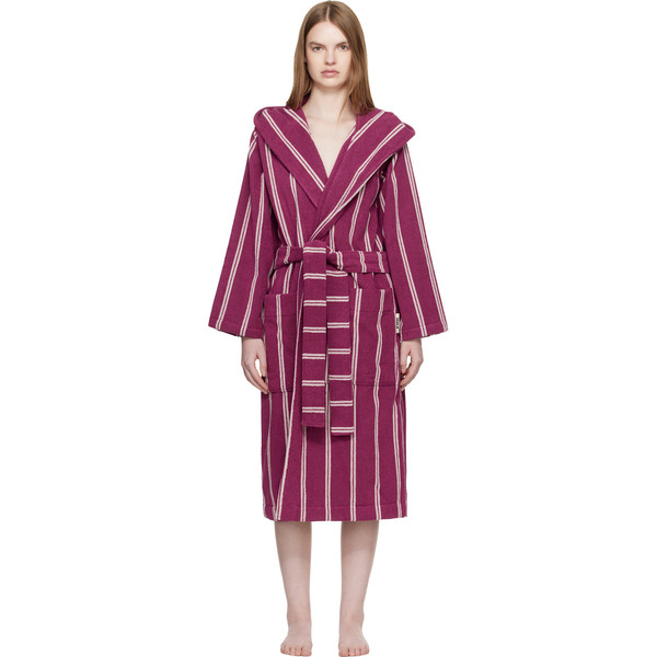  Tekla Purple Terry Hooded Bathrobe 