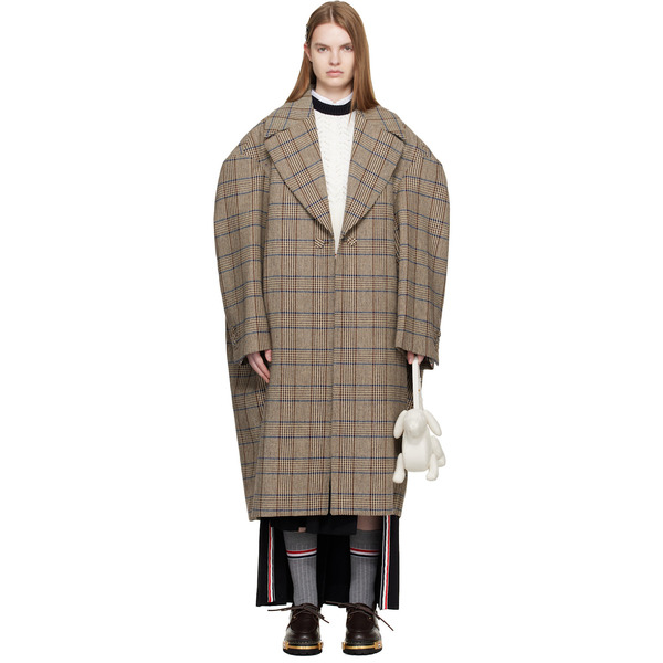  Thom Browne Brown Hunting Tweed Cocoon Coat 