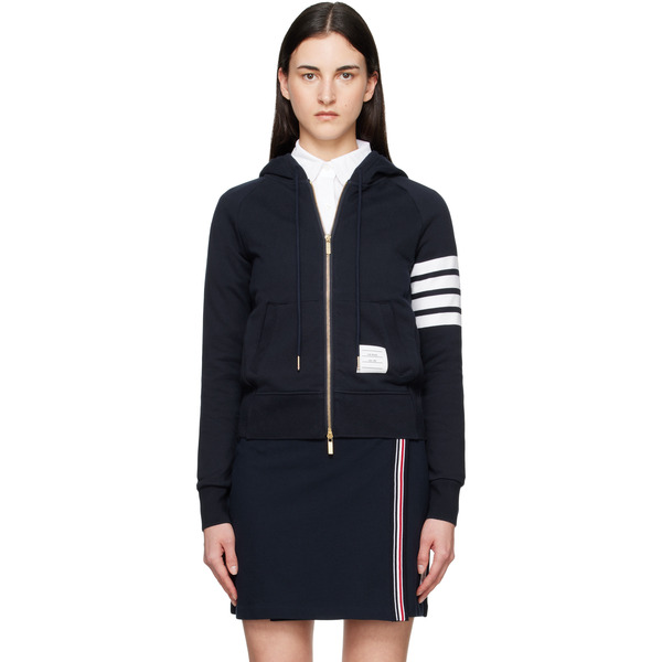  Thom Browne Navy Classic Loopback 4-bar Zip Hoodie 