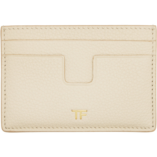  Tom Ford Beige Grain Leather Card Holder 